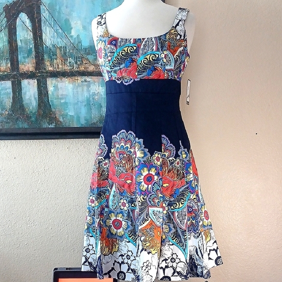 NINE WEST BNWT Colorful Patterned Sleeveless Dress BEAUTIFUL 😍 - Picture 1 of 12